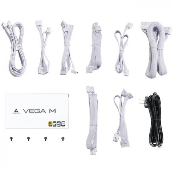 БЖ 750W Chieftec VEGA M PPG-750-CW ATX 3.1 135mm, 80+ Gold, Fully modular, WHITE, Retail
