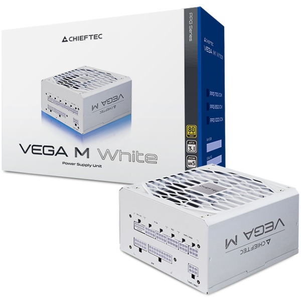 БЖ 750W Chieftec VEGA M PPG-750-CW ATX 3.1 135mm, 80+ Gold, Fully modular, WHITE, Retail