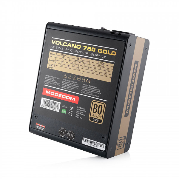 БЖ 750W Modecom VOLCANO 750 GOLD, 120mm, MODULAR, 80+ Gold, Retail Box