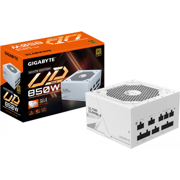 БЖ 850W GIGABYTE UD850GM PG5W 80+ GOLD 120mm, modular, White, ATX 3.0