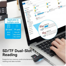 Card Reader USB 3.0, 2-слота SD/TF чорний Vention