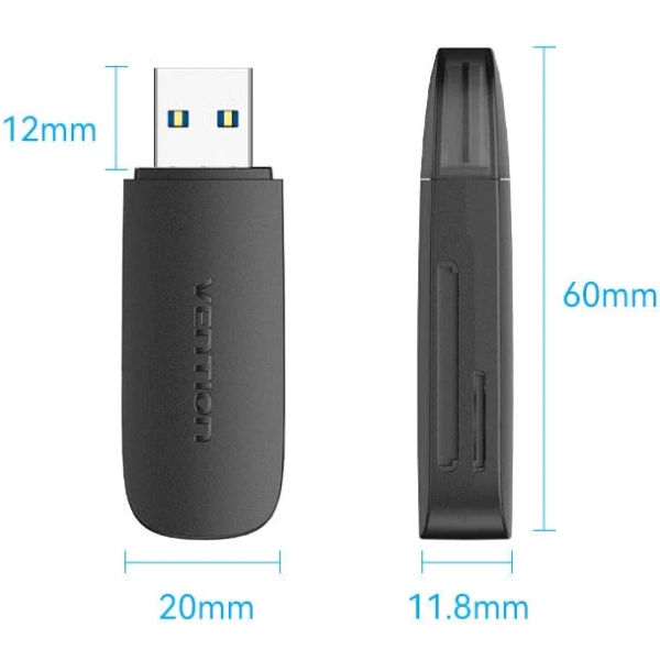 Card Reader USB 3.0, 2-слота SD/TF чорний Vention