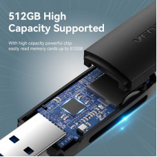 Card Reader USB 3.0, 2-слота SD/TF чорний Vention