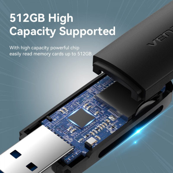 Card Reader USB 3.0, 2-слота SD/TF чорний Vention