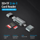 Card Reader USB 3.0, 2-слота SD/TF, USB-A/USB-C/Micro USB, Aluminum Alloy ,чорний Vention