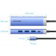 Док-станція USB3.1 Type-C -> HDMI 4K30Hz/USB 3.0x3/PD 100W Blue Aluminum Alloy Hub 5-in-1 Vention