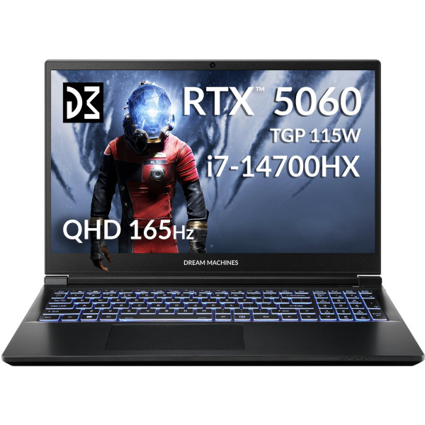 Dream Machines RG5060-15UA21 15.6” QHD 144Hz/i7-14700HX/32 GB/SSD 1TB/RTX5060/GLAN/DOS