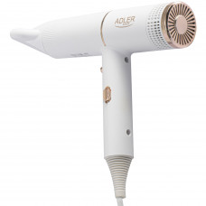Фен Adler AD 2278 white 1400Вт/ 2 швидкості/ хол.обдув/ темп.режимів-2/іонізація/ насадки - 1 шт.
