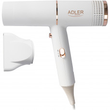 Фен Adler AD 2278 white 1400Вт/ 2 швидкості/ хол.обдув/ темп.режимів-2/іонізація/ насадки - 1 шт.