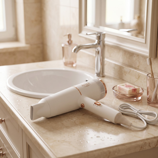 Фен Adler AD 2278 white 1400Вт/ 2 швидкості/ хол.обдув/ темп.режимів-2/іонізація/ насадки - 1 шт.