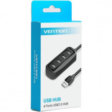 Хаб USB 2.0 -> 4xUSB-A 2.0, 0,15м, чорний Vention