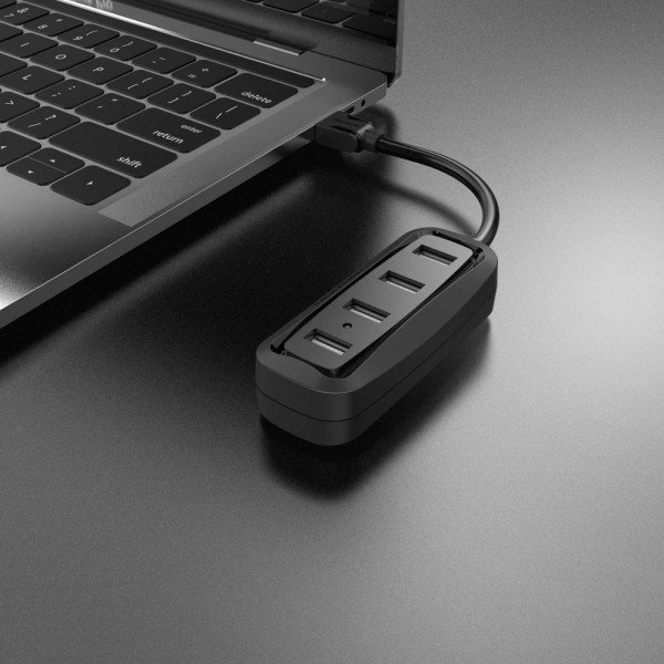 Хаб USB 2.0 -> 4xUSB-A 2.0, 0,15м, чорний Vention