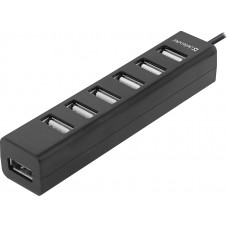 Хаб USB 2.0 -> 7xUSB 2.0 passive, Black Defender