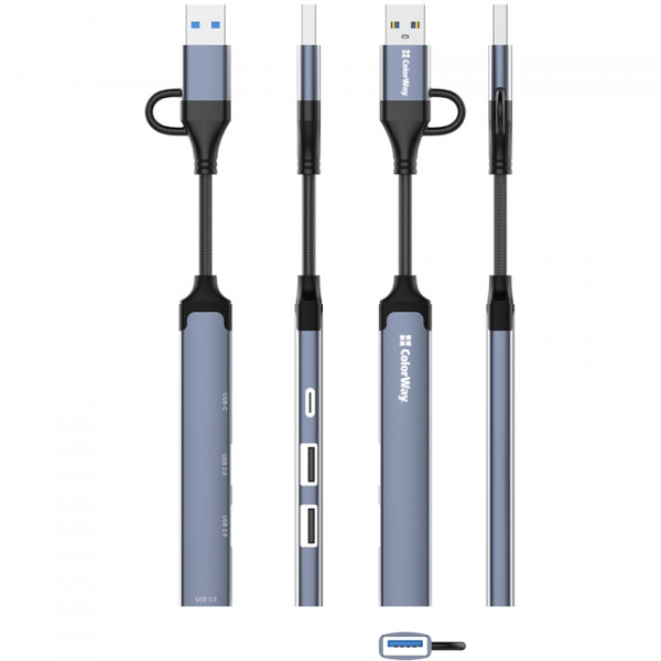 Хаб USB СolorWay USB-A/USB-C 4-в-1 USB2.0х2/USB3.0/USB-C2.0