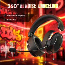 Ігрова гарнітура Attack Shark L30PRO Wireless,2.4GHz/Bluetooth/3.5mm AUX/AUX-to-Type-C,Black and Red