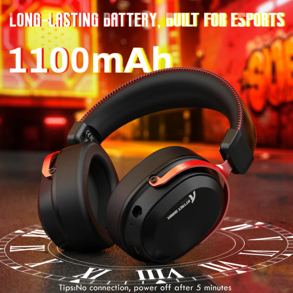 Ігрова гарнітура Attack Shark L30PRO Wireless,2.4GHz/Bluetooth/3.5mm AUX/AUX-to-Type-C,Black and Red