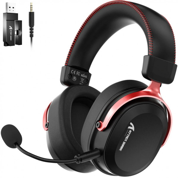Ігрова гарнітура Attack Shark L30PRO Wireless,2.4GHz/Bluetooth/3.5mm AUX/AUX-to-Type-C,Black and Red