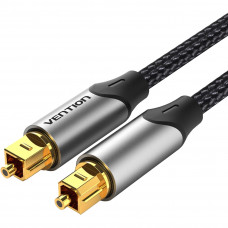 Кабель Audio оптичний Toslink M/M - S/PDIF, 3м, Dolby Digital 5.1, обплетення, сірий Vention