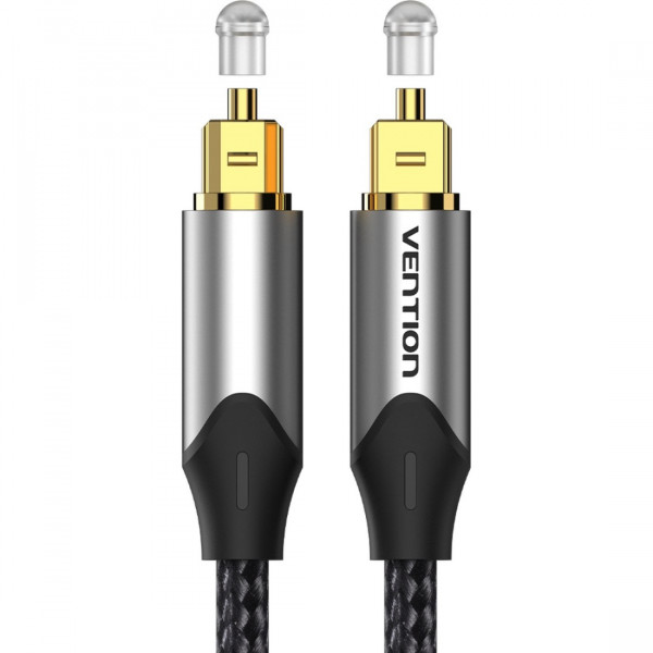 Кабель Audio оптичний Toslink M/M - S/PDIF, 3м, Dolby Digital 5.1, обплетення, сірий Vention