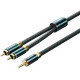 Кабель AUX Audio HiFi TRS 3.5мм - RCAx2 M/M 5.0м, OFC Silver, Cotton braided, зелений, Vention