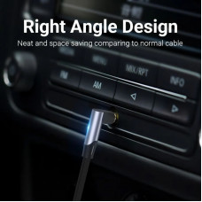 Кабель AUX Audio TRS M/M, кут 90°, 2.0м, сірий, Aluminum Alloy Vention