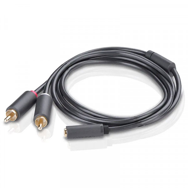 Кабель AUX Audio TRS - RCAx2 M/F 1.0м UGREEN AV102 Сірий