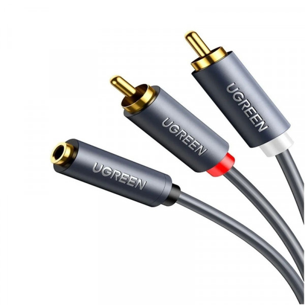 Кабель AUX Audio TRS - RCAx2 M/F 1.0м UGREEN AV102 Сірий