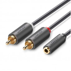 Кабель AUX Audio TRS - RCAx2 M/F 1.0м UGREEN AV102 Сірий