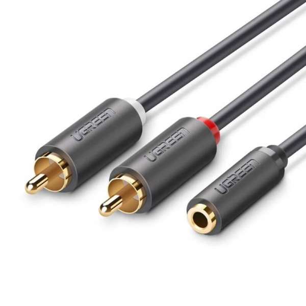 Кабель AUX Audio TRS - RCAx2 M/F 1.0м UGREEN AV102 Сірий