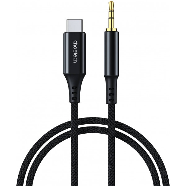 Кабель AUX Type-C - TRS Audio M/M 1.0 м DAC Chip 96kHz, чорний Choetech
