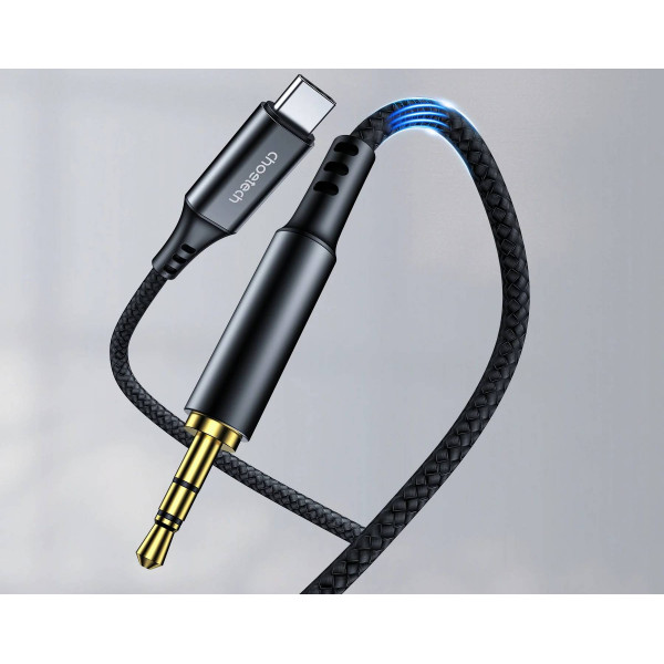 Кабель AUX Type-C - TRS Audio M/M 1.0 м DAC Chip 96kHz, чорний Choetech