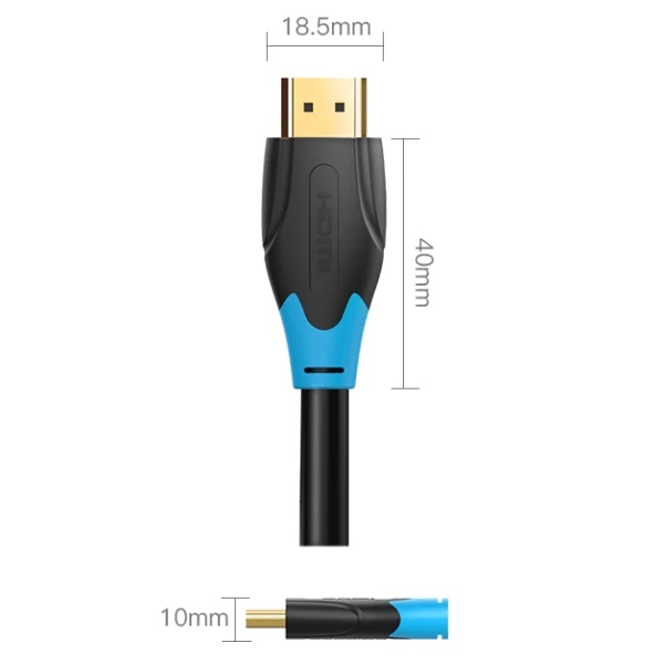 Кабель HDMI M - M, 1.0 м, V2.0, 4K 60Гц, PVC, чорний, Vention