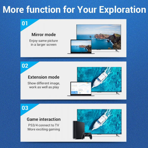 Кабель HDMI M - M, 3.0м, V2.0, 4K 60Гц, обплетення, Silver Metal Type Vention