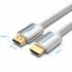 Кабель HDMI M - M, 3.0м, V2.0, 4K 60Гц, обплетення, Silver Metal Type Vention