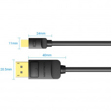 Кабель Mini DisplayPort - DisplayPort M/M 2.0м, 4K 60Hz двонаправлений, чорний, Vention