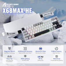 Клавіатура ігрова магнітна Attack Shark X68 Max HE 68кл. RGB, USB-C, Starlight White