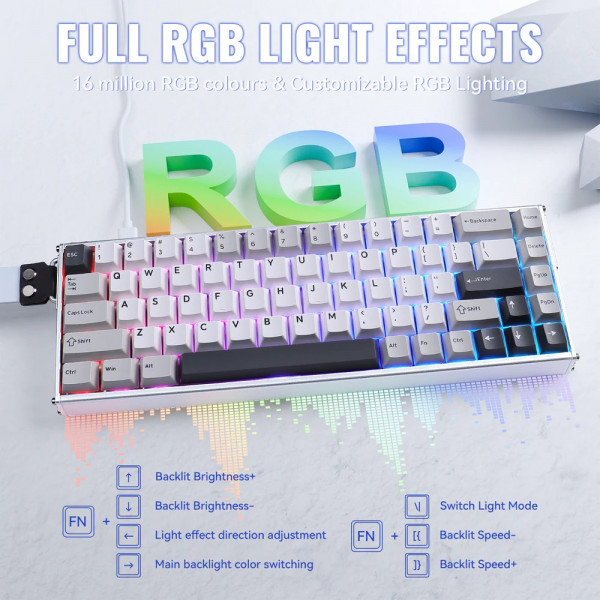 Клавіатура ігрова магнітна Attack Shark X68 Max HE 68кл. RGB, USB-C, Starlight White