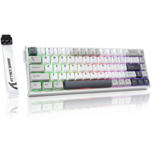 Клавіатура ігрова магнітна Attack Shark X68 Max HE 68кл. RGB, USB-C, Starlight White