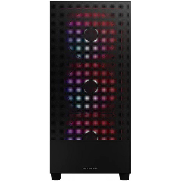 Корпус Modecom SIROCO ARGB FLOW MIDI USB 3.0x2+TYPE-C, 4x140mm fans, BLACK без БЖ ATX