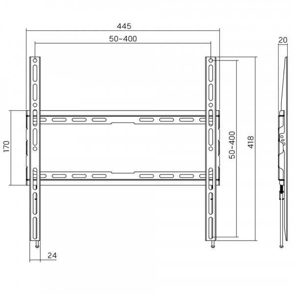 Кронштейн для ТВ AGN AGN70-440F фіксований/32"-70"/45 кг/max.VESA 400x400/Black