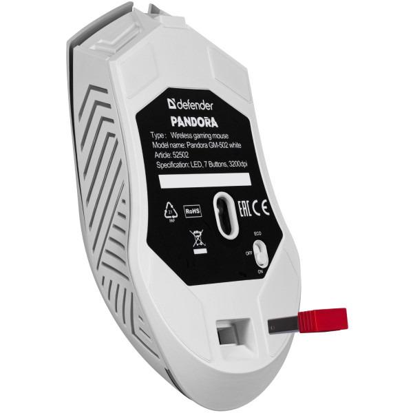 Мишка Defender Pandora GM-502, бездротова, ігрова, 7кн., 3200 dpi., 500 mAh, чорна