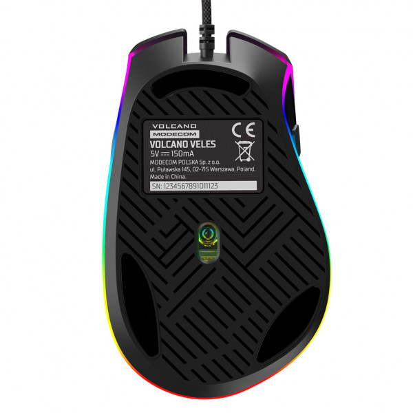 Мишка Modecom Veles Volcano, ігрова, 12800dpi., 8кн.,RGB, чорна