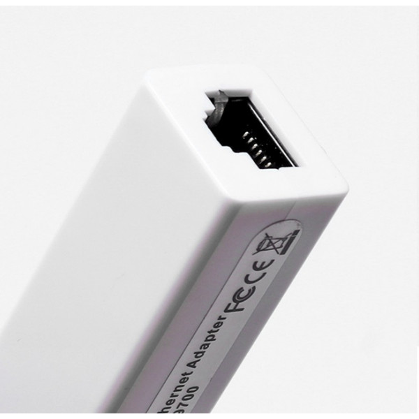 Перехідник USB 2.0 Type-A -> Ethernet RJ45 100Mb чорний 0.1м білий, RTL