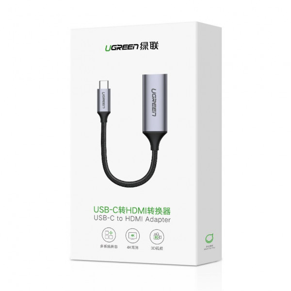 Перехідник USB 2.0 Type C -> HDMI V2.0 4K@60Hz 10 См CM297 UGREEN Сірий
