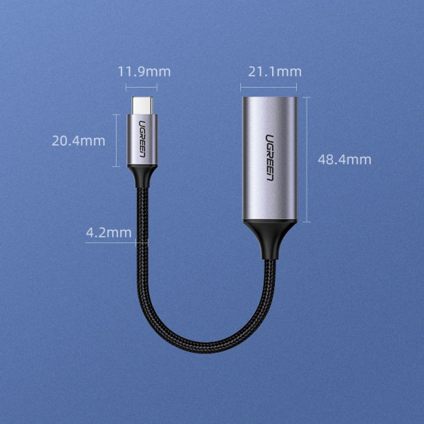 Перехідник USB 2.0 Type C -> HDMI V2.0 4K@60Hz 10 См CM297 UGREEN Сірий