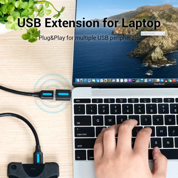Перехідник USB 2.0 Type-C -> USB AF (OTG) PVC Vention чорний