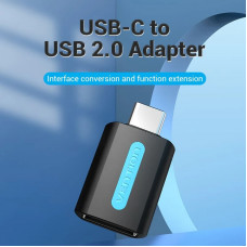 Перехідник USB 2.0 Type-C -> USB AF (OTG) PVC Vention чорний