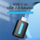 Перехідник USB 2.0 Type-C -> USB AF (OTG) PVC Vention чорний