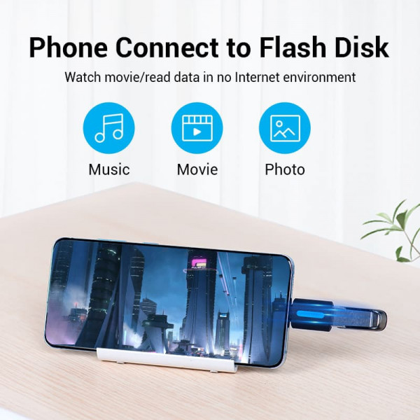 Перехідник USB 2.0 Type-C -> USB AF (OTG) PVC Vention чорний