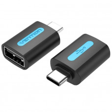 Перехідник USB 2.0 Type-C -> USB AF (OTG) PVC Vention чорний